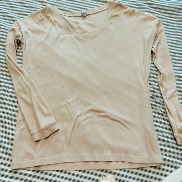 PJ Harlow Jolie Blush Lounge Pajama Set Ribbed Top Satin Pants Size Small - Picture 11 of 13